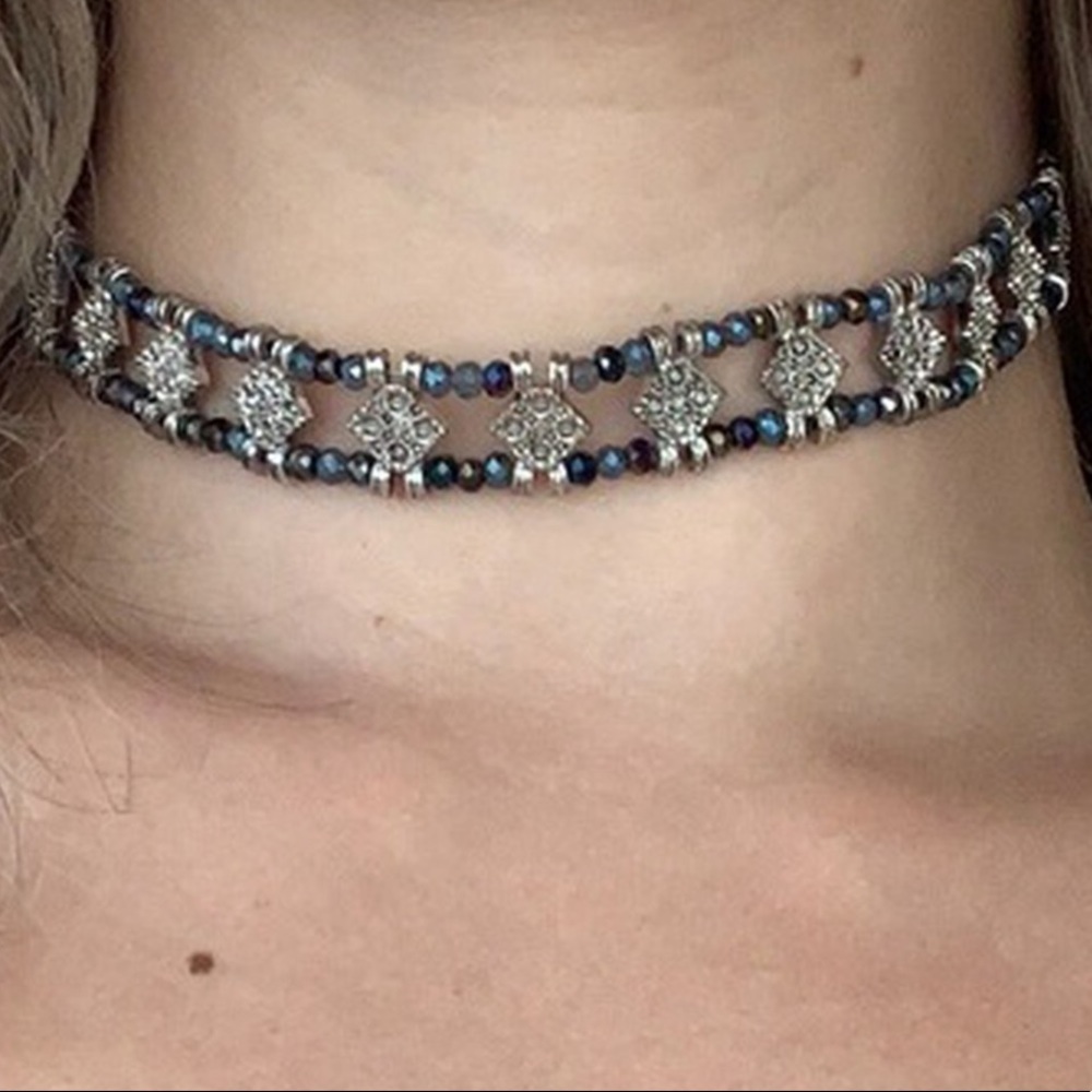 Free People Blue and Silver Choker